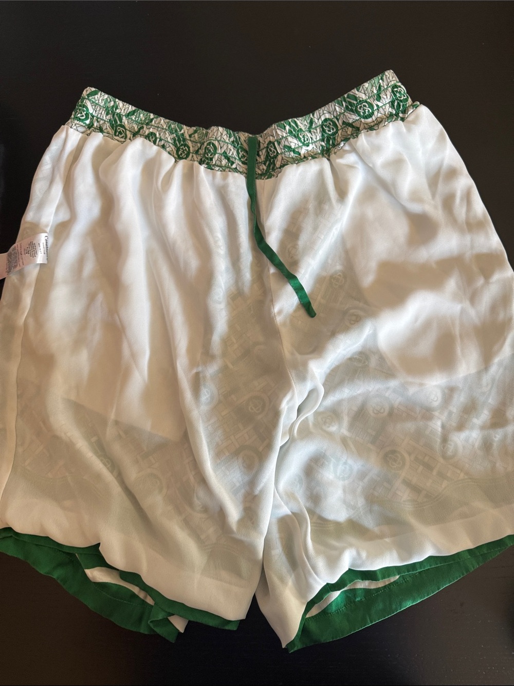 Casablanca Men's Green Patterned Athletic Shorts with Drawcord 100% Silk - Picture 5 of 7